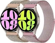 2 Pack Milanese Loop Strap for Samsung Galaxy Watch 6/6 Classic Strap 40mm 44mm 43mm 47mm,20mm Metal Mesh Band with Magnetic Lock Replacement for Galaxy Watch 5/Galaxy Watch 4 for Amazfit GTS 4/3/2