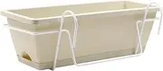 Folpus Railing Planter Flowerpot with Drainage Holes Rail Planter Over The Railing Planter Box Window Box Planter for Garden Fence, White Iron Rack