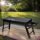 Portable BBQ Grill Foldable Steel Outdoor Camping Stainless Steel Mesh Black