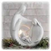 Nativity Sets for Christmas Indoor Statue with LED Tealight Candle Holder Con...