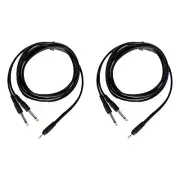 Pair 8ft 3.5mm Male Stereo PA DJs Cable to Dual 1/4" Inch Male Mono Cable Cord