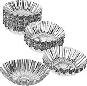 MOLUCKFU Stainless Steel Tart Molds 50PCS Easy to Clean Use Baking Molds for Egg Tart Pies and Cakes