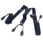 Navy Blue Color Button Holes Link Men's Suspender Adjustable Length Brand New