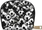 [EdWal] Black and White Soccer Ball Pattern Print Card Holder Unisex Credit Card Case for Men and Women Leather Card Holder, Slim Business Card, White, One Size