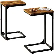 QEEIG C Table Side Set of 2 Living Room Sets C 11.8" Width, Brown