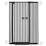riin Extra Tall 150cm Baby Pet Security Gate Metal Safety Guard Tension Pressure Mounted for Children Dog Kitten Adjustable Width Range 95-105cm Largest Gap Between Bars 42mm Model B2 Black