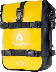 ARMOURAIN Waterproof Motorcycle Crash Bar Bag 8L Dry Bag Motor Rack Rear Tail Bag Motorcycles Bumpers Bag Side Pannier Bag with Shoulder Strap (8L PVC Yellow)