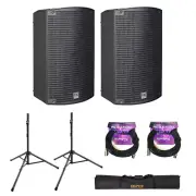 HK AUDIO SONAR 110 Xi 2-Way 800W 10" Speaker Pair w/ 2x Cable & Stands, Case KIT