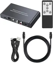 DAC Converter with IR Remote Control DAC Digital Coaxial Toslink to Analog Stereo RCA 3.5mm Audio Adapter 192KHz 24Bit, 500435965