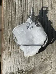 Crystal Geode silver wire wrapped Pendant Made In Michigan