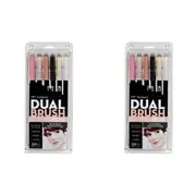 2x 6pc Tombow Dual Brush/Fine Pen Marker Water-Based Sketching/Drawing Portrait