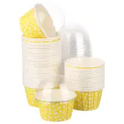 50 Set Cupcake Liners with Dome Lids, Muffins Liners Wrappers, Yellow