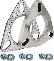 SHINTONES 2.25 Inch 3 Bolt Exhaust Flange and Gasket,Stainless Steel Exhaust Flange Connection Set with Flange Bolts and Nuts(57mm)