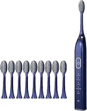 Electric Toothbrush for Adults, with 9 Replacement Brush Heads, Soft Bristle, 5 Modes, One Charge for 60 Days, Waterproof Electronic Toothbrush, Dental Care Cleaning /547 (Color : Blue)