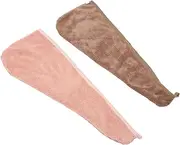 LOLIPPYY 2pcs Drying Head Towel Soft Fleece Hair Turban Wrap for Women Fast Absorbent Hair Towel for Shower Spa and Travel