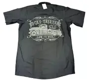 Lucky 13~Truck Low Ride Graphic~Black Button Down Work Shirt~Size Medium