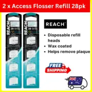 2 x 28pk Reach Access Flosser Wax Coated Refill Disposable Heads Dental Floss AU