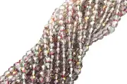 100 Pink / Green Czech Glass Faceted Round Beads 4MM