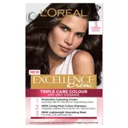 L'Oréal Paris Excellence Creme Permanent Hair Colour - Darkest Brown 3.0