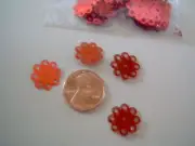 Vintage Red Metallic Carnation Sequins -approx 50 pcs