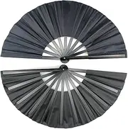FAZHBARY 2 PCS Black Hand Fan Foldable Plastic Folding Hand Fan for Performance Festival Party Dance Gift Decorations