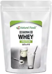 Z Natural Foods Ultra Whey Protein Isolate Powder - Pure Unflavored Unsweeten...