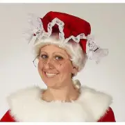 HALCO MRS CLAUS MOB MOP CAP PIONEER COLONIAL CHRISTMAS COSTUME HAT AE7952