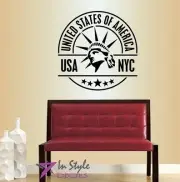 Vinyl Decal New York City USA NYC Statue Of Liberty Logo Stamp Wall Decor 392