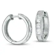 1.63 CT. T.W. Baguette Diamond Hoop Earrings in 14K White Gold
