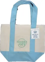 LIGHT BLUE TRADER JOE'S MINI PASTEL CANVAS TOTE BAG NEW WITH TAG