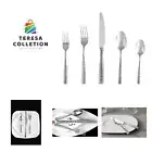 Lucca Flatware Set, 20-Piece, Faceted Stainless