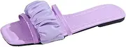 [Generic] Women Flat Sliders Summer Beach Fashion Cute Bowtie Bride Square Open Toe Hoilday Sandals Mules Slippers Flip Flops (L Purple 4.5 UK)