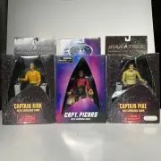 Set of 3 Star Trek Captains + Command Chairs Kirk Picard Pike Diamond Select NEW