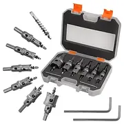 5pcs TCT Hole Saw Kit Tungsten Carbide Tipped Hole Saw Drill Bit with Titanium-Plated Pilot Drill bit for Metal, Stainless Steel, Iron, Wood, Plastic