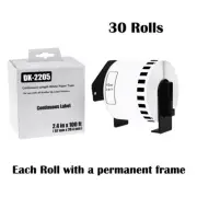 30Rolls 2-3/7" x 100' Continuous Paper Tape DK-2205 for Brother QL-1050N Label
