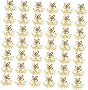 TEHAUX Pcs Diy Jewelry Making Accessories Mm Three-leaf Hollow-out Flower Gold for Diy Decor Charm Making