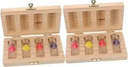 SUPVOX Newborn Keepsake Box Wooden Memory Organizer for First Haircut Teeth and Umbilical Cord Storage Includes Bottles for Cherished Mementos