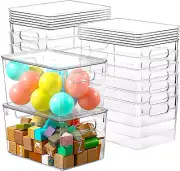 12 Pack Clear Storage Bins with Lids, 7 Quart Stackable Storage Boxes for Storag