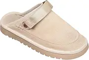 [Perfeclan] Suede Clogs Closed Toe Work Shoes for Indoor Outdoor Slip on Autumn Adults Mules