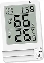 GANAZONO Indoor Thermometer Digital Hygrometer with Display Compact Home Use Tool for Office Bedroom Lightweight Portable Temperature Humidity Gauge White No Battery