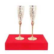 Silver Plated Goblet Flute Wine Glass with Red Box, 100 ML Each, Set of 2
