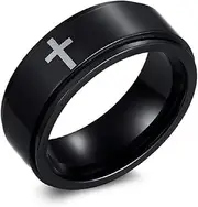 [Generic] Titanium Stainless Steel Anxiety Ring Cross Rotating Ring Stress Relieving Ring for Men Women