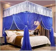 Blue Canopy Mosquito Net Summer Bed Curtains Romantic Lace Princess Room Decoration for Single or Double Bed 120/150/180/200cm (Size: 120