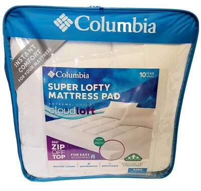 Columbia 360 Zip-off Mattress Pad, Super Lofty Mattress Pad, Cloud Soft KING