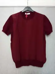 See By Chloe Knitted Chiffon Front Top Burgundy Size 40 UK 12 DH014 RR 24