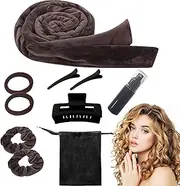Heatless Curler Headband For Long Hair Curlers, No Heat Curling Rod To Sleep In Overnight Curls, Soft Cotton Hair Rollers Curl Lazy Hair Curler Wrap Kit for Women Girl (Brown)