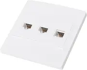 Ethernet Wall Plate, 3 Port CAT6 Female to Female Wall Jack, Wall Plate Outlet for CAT5 CAT5E CAT6 CAT6A, 86x86mm