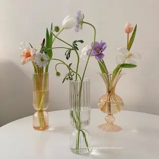 歐式風格 ins風 條紋玻璃花瓶 家居裝飾 (8.3折)