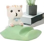 Cute Phone Holder for Desk, Cat Figurine Phone Holder, Non-Slip Base Support Resin Desktop Ornaments Hands-Release for Boat Navigation Recording