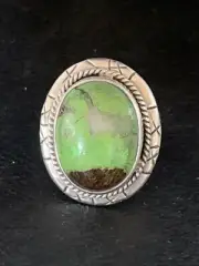 Green Gaspeite Navajo Sterling Silver Ring Size 8.5 13779